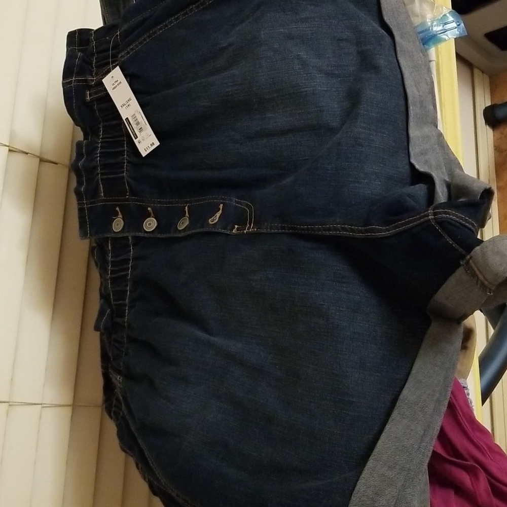 No Boundaries blue denim ultra high rise paperbag waist shorts